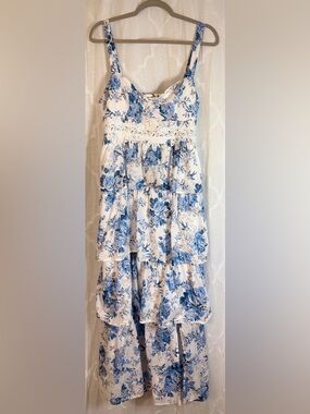 Alter’d State Floral Tiered Dress | Lace Detail | Cottagecore Maxi | Size XL